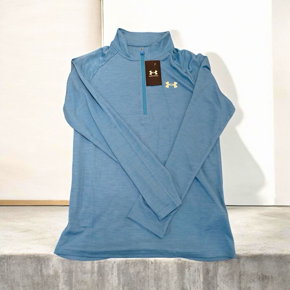 Under Armour Tech Men's 1/4 Zip Pullover Mock Neck Loose Fit Blue S